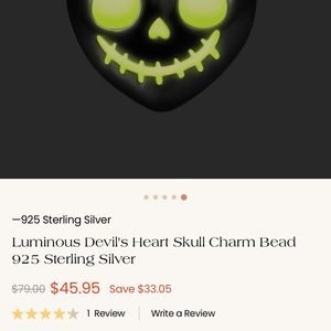 Gnoce Luminous Devil Skull Sterling Silver 925 glows in the dark